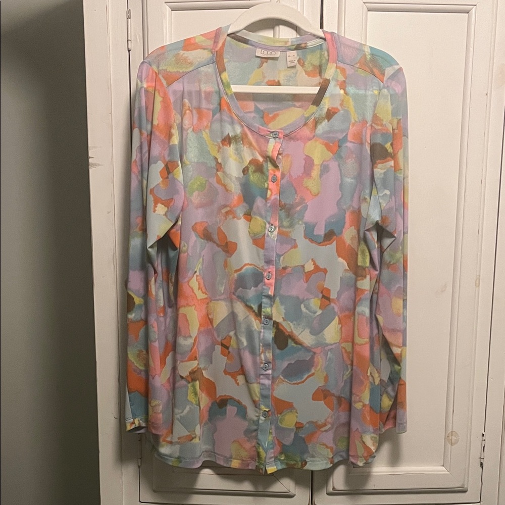 Colorful Button-Up Blouse